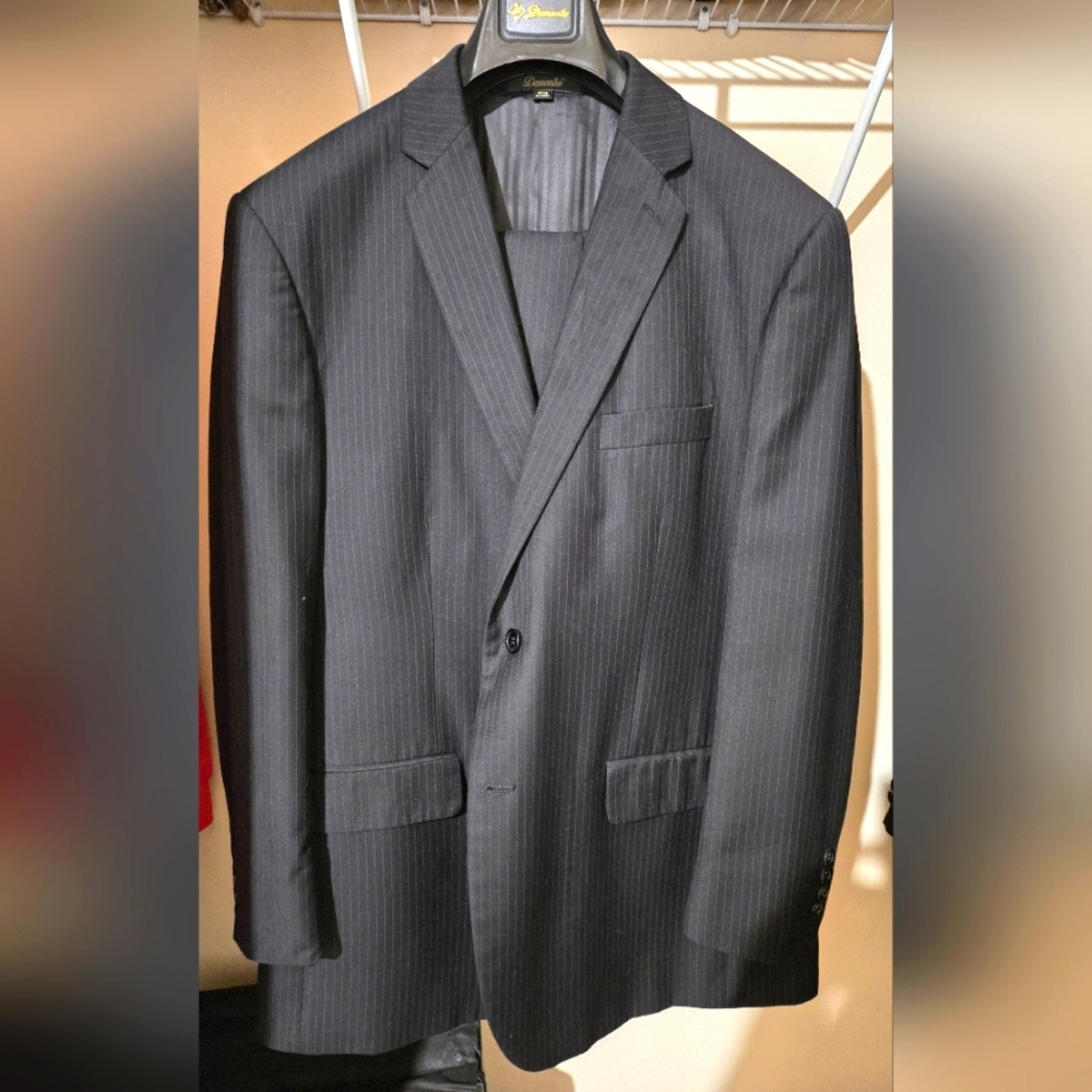 Demantie men's black pinstripe suit